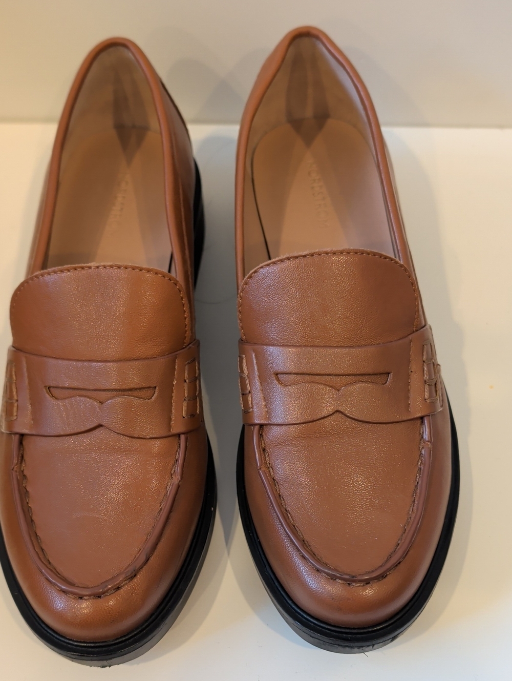 Nordstrom Women's Tan Brown Leather Penny Loafers Sz 7